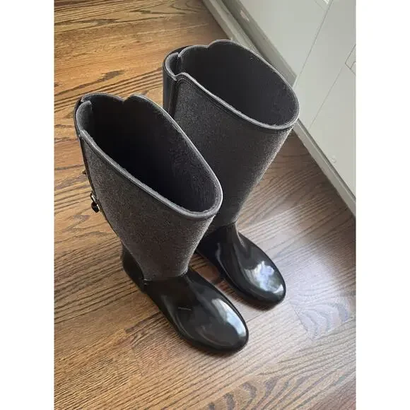 Michael Kors women rubber knee high boots size 8 - Picture 3 of 12